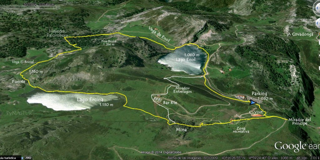 Mapa Ortografico Ruta Lagos de Covadonga